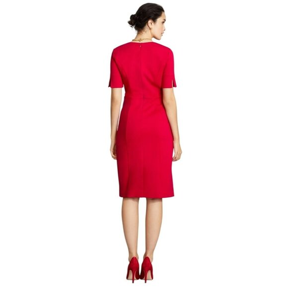 Brooks Brothers Red V-Neck Sheath Dress With Short Sleeves Womens Size 4 - Picture 12 of 12